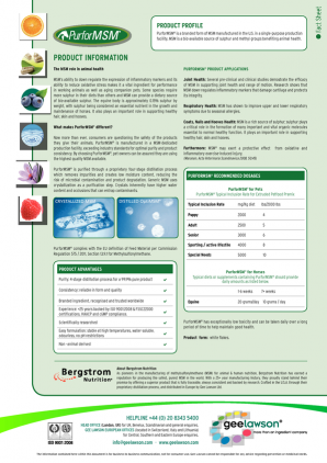PurforMSM®:  pure and safe source of sulphur for animal nutrition. And more.